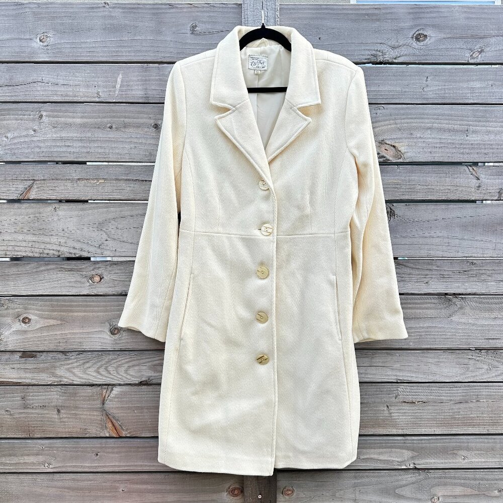 Vintage Old Navy Ivory Collared Textured Pea Coat - XL